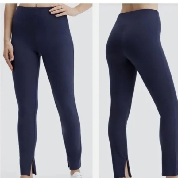 NWT! Fabletics Ponte Skinny Knit Zip Split Ankle Pants XL Navy - Picture 1 of 11
